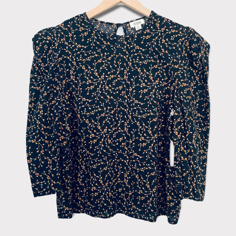 a.n.a Floral Black Top